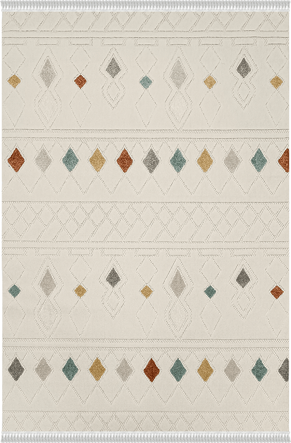 Woolen Halı Mudo Koleksiyonu 8751 Multi İskandinav Desen Polyester Halı