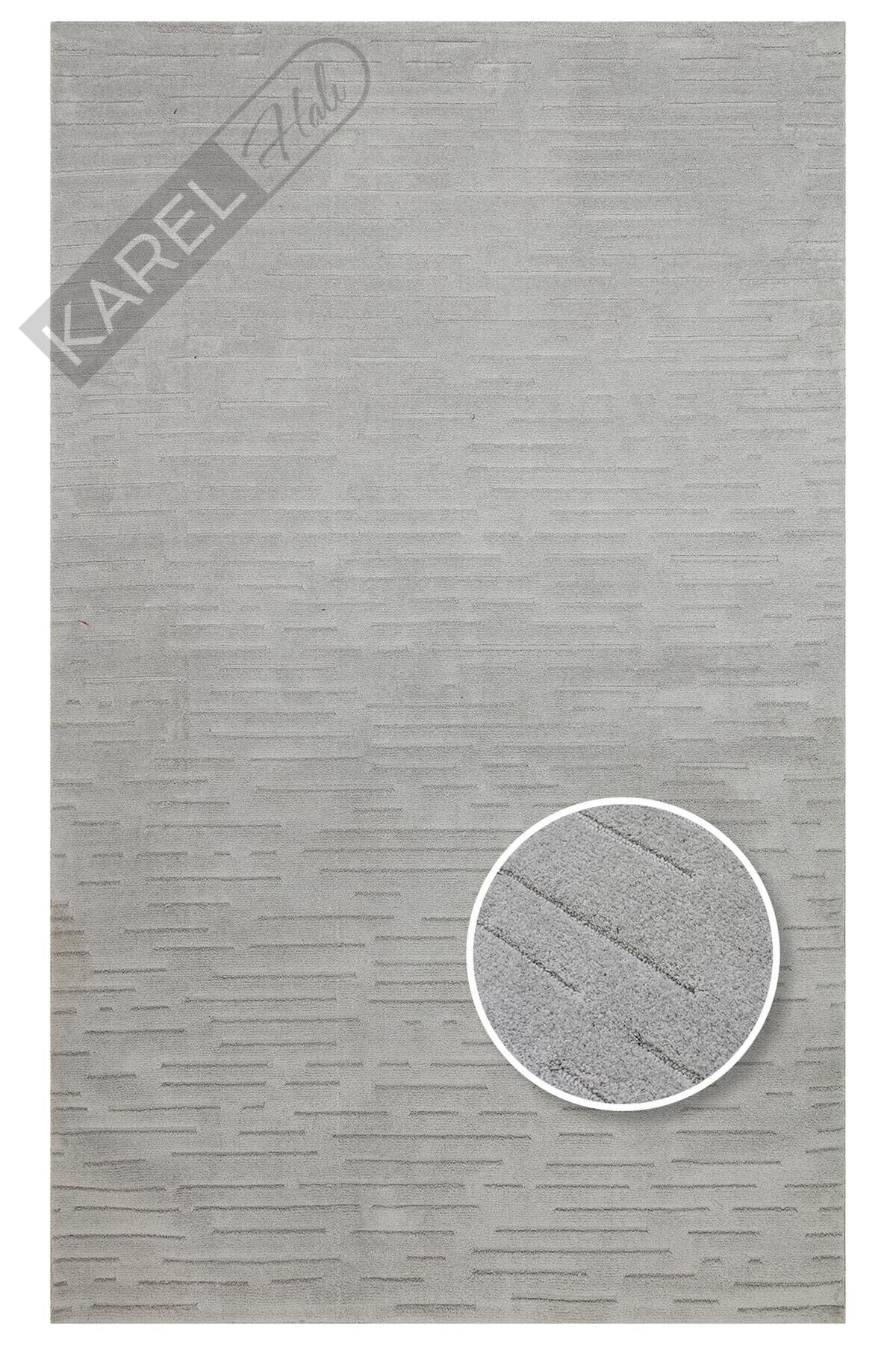 MISSORI MSR 05 GREY Hav Toz Vermez Sade Desenli Yumuşak Dokulu Modern Makine Halısı