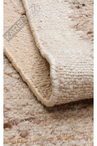 LHASA LHS 01 GREY CREAM  Yün ve Jüt ile Üretilen Örme El Dokuma Halı