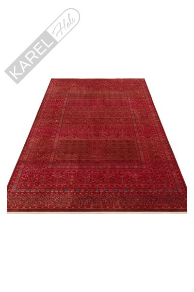 PIETRA PTA 17 RED Sıcak Renk Tonlarını Etnik Desenler ile Buluşturan Yumuşak Tuşeli Makine Halısı