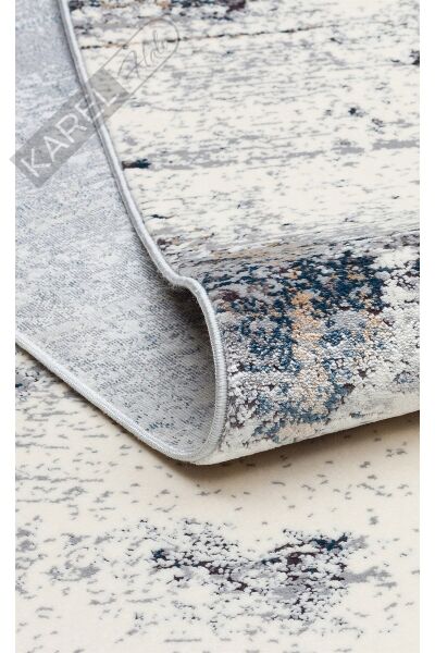 PASSAGE PLZ 01 CREAM NAVY Yumuşak Tuşeli Sık Dokuma Modern Halı