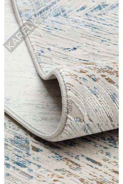 PALMIRA PLM 03 CREAM BLUE Yüksek Kaliteli Sık Dokuma Modern Salon Halısı