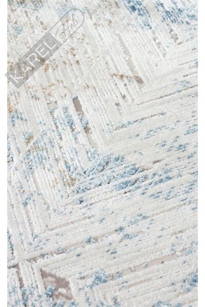 PALMIRA PLM 03 CREAM BLUE Yüksek Kaliteli Sık Dokuma Modern Salon Halısı