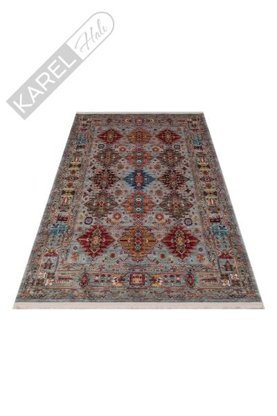ANTIQUE ATK 06 AQUA Kolay kullanımlı Kaymaz Karabağ ve Antik Desenlere Sahip Yıkanabilir Makine Hal