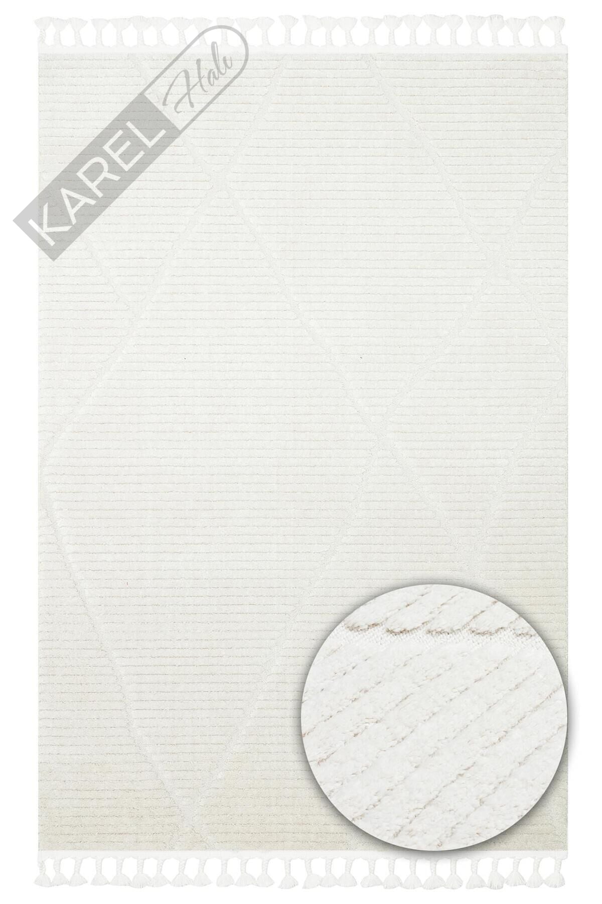TERAZZO TRZ 07 WHITE Hav Toz Vermez Yumuşak Dokulu Etnik Örgü Desenlere Sahip Modern İskindinav Hal