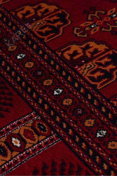 HERAT HER 03 RED Afgan Desenli Viskon Sıkı Dokuma Kaymaz Tabanlı İnce Makine Halısı