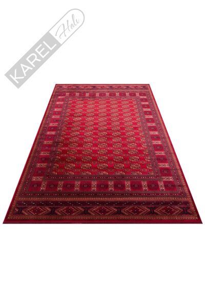 HERAT HER 03 RED Afgan Desenli Viskon Sıkı Dokuma Kaymaz Tabanlı İnce Makine Halısı