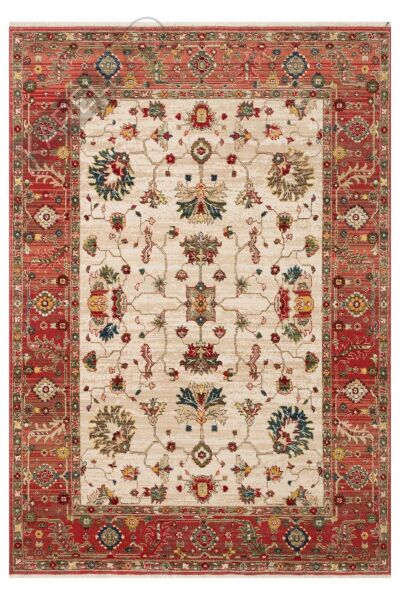 KYBELE KYB 04 CREAM RED XW Sıcak Renk Tonlu Otantik Makine Halısı