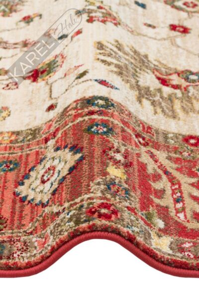 KYBELE KYB 04 CREAM RED XW Sıcak Renk Tonlu Otantik Makine Halısı