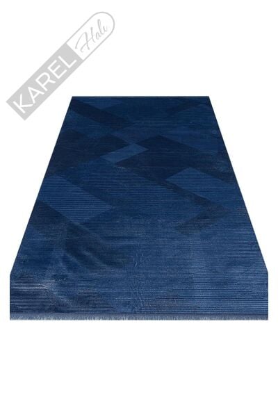 SATEEN DYED ST DYD 01 NAVY  Hav Toz Vermez Yıkanabilir Kaymaz İnce Dokuma Modern Halı
