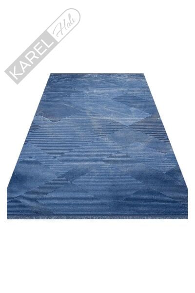 SATEEN DYED ST DYD 01 NAVY  Hav Toz Vermez Yıkanabilir Kaymaz İnce Dokuma Modern Halı