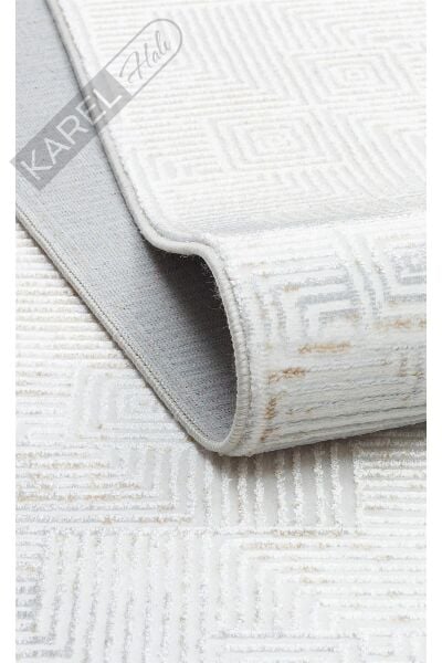 SATEEN ST 109 CREAM BEIGE Yıkanabilir Kaymaz Tabanlı Hav Vermez Sık Dokuma Modern Halı