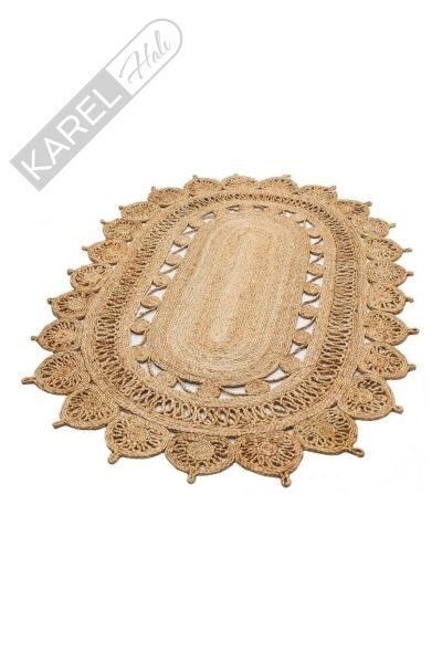 Sole Ca-109 Natural Xw Oval El Dokuma Naturel Jüt Hasır Halı Kilim