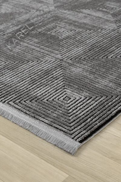 Seyran Halı Roma 423 Antrasit Akrilik Saçaklı Premium Halı