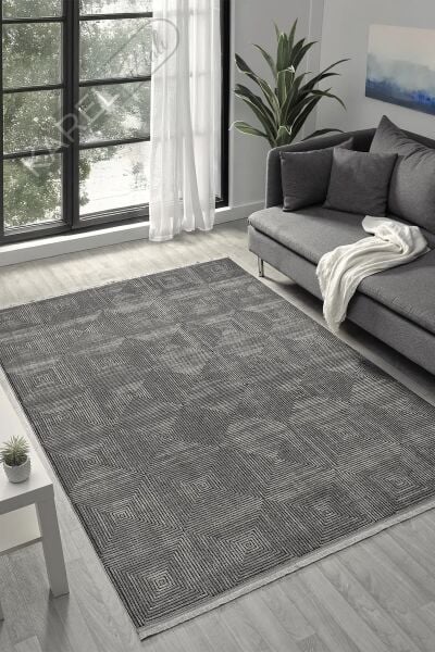Seyran Halı Roma 423 Antrasit Akrilik Saçaklı Premium Halı