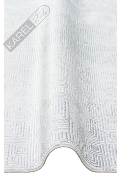 SATEEN ST 109 CREAM GREY Yıkanabilir Kaymaz Tabanlı Hav Vermez Sık Dokuma Modern Halı