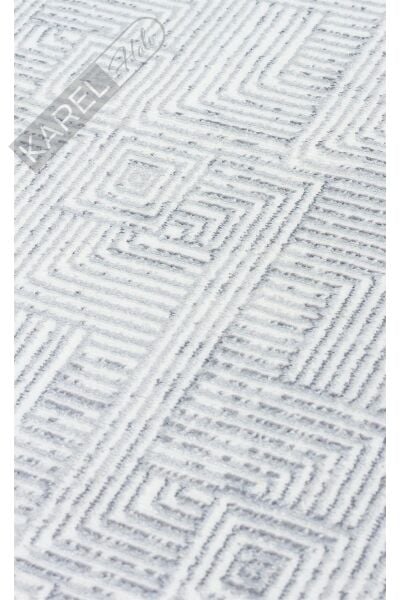 SATEEN ST 109 CREAM GREY Yıkanabilir Kaymaz Tabanlı Hav Vermez Sık Dokuma Modern Halı