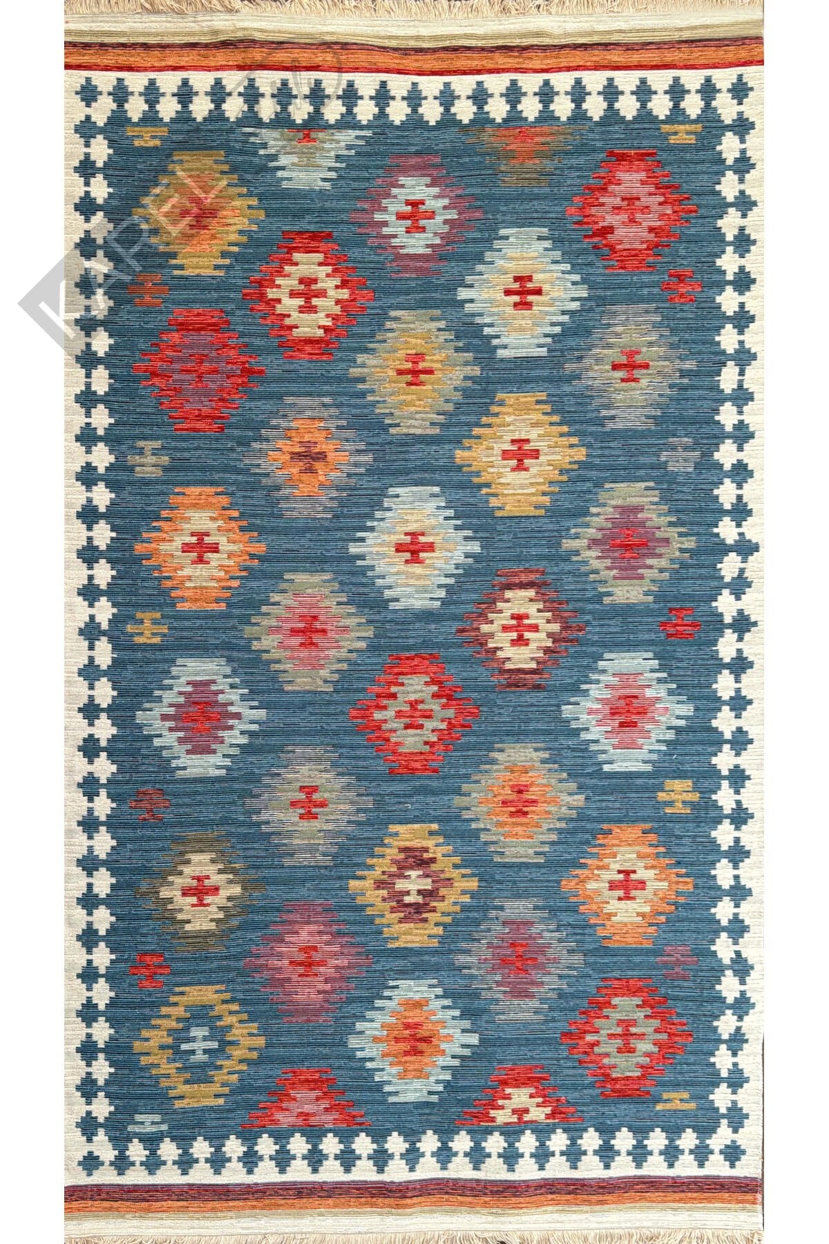 EKO HALI NOMAD NMD04 NAVY Pamuk İle Üretilen Çift Taraflı Kullanıma Uygun Yıkanabilir Otantik Kilim