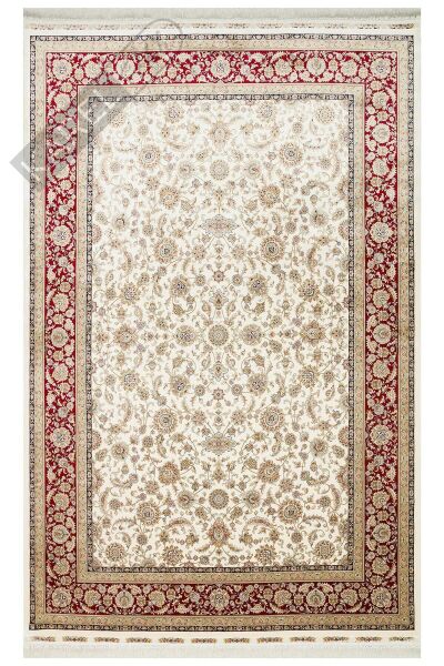 ISFAHAN ISF 03 CREAM RED Klasik Desenli Yüksek Kalite Sık Dokuma Makine Halısı