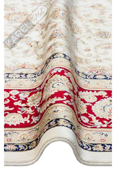 ISFAHAN ISF 03 CREAM RED Klasik Desenli Yüksek Kalite Sık Dokuma Makine Halısı