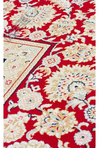 ISFAHAN ISF 03 CREAM RED Klasik Desenli Yüksek Kalite Sık Dokuma Makine Halısı