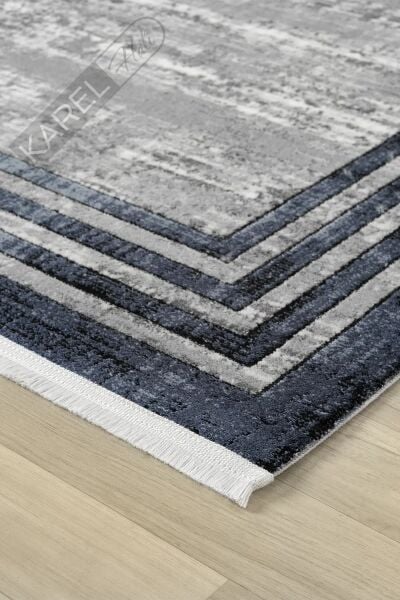 Seyran Halı Roma 417 Mavi Antrasit Akrilik Saçaklı Premium Halı