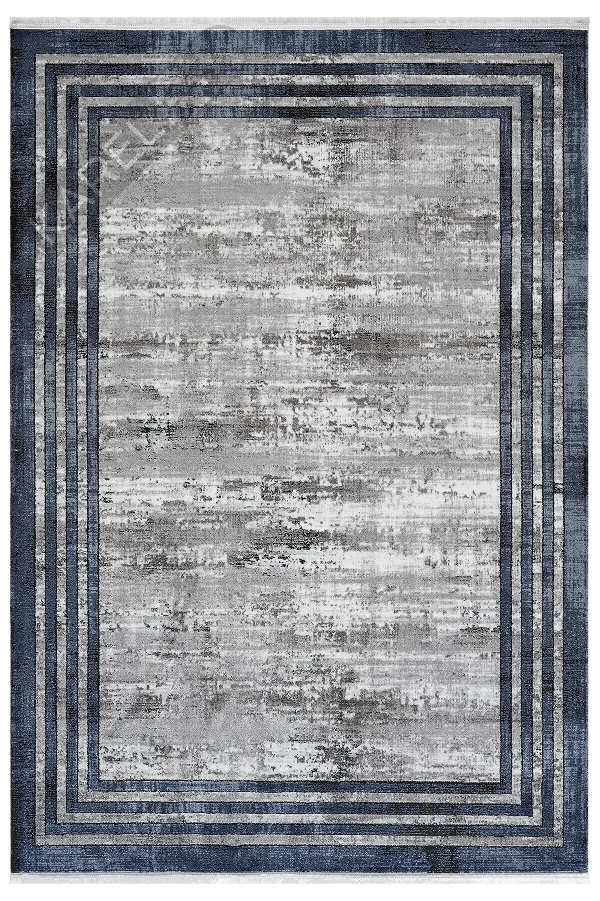 Seyran Halı Roma 417 Mavi Antrasit Akrilik Saçaklı Premium Halı