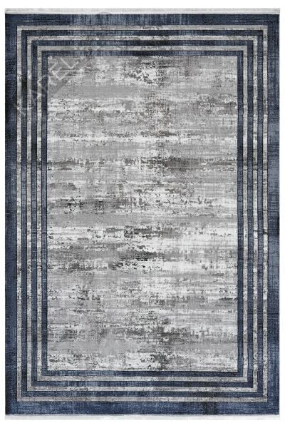 Seyran Halı Roma 417 Mavi Antrasit Akrilik Saçaklı Premium Halı