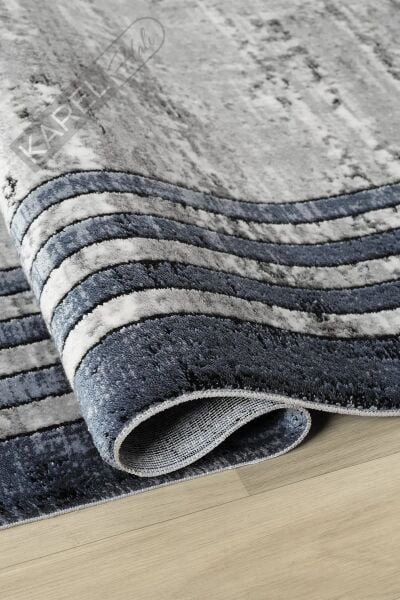 Seyran Halı Roma 417 Mavi Antrasit Akrilik Saçaklı Premium Halı