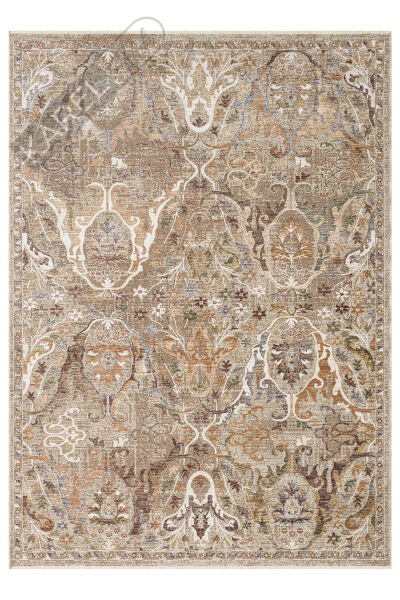 Sofia SOF02 Krem Gold Renkli El Dokuma Uşak Halı Desenlerine Sahip Makine Halısı