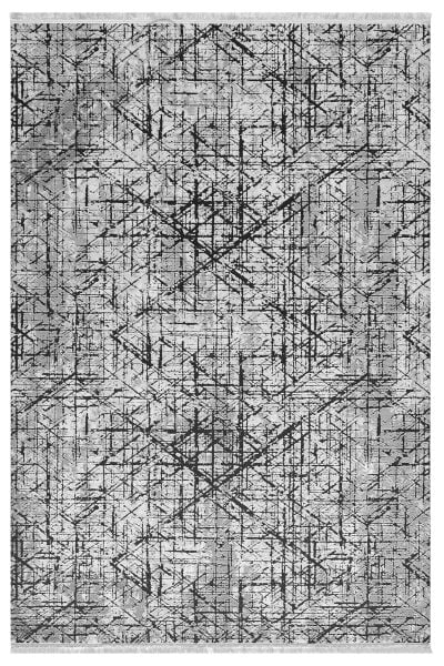 Seyran Halı Roma 421 Gri Siyah Akrilik Saçaklı Premium Halı
