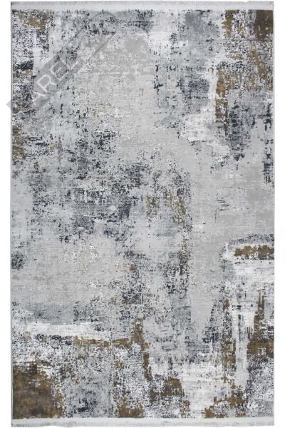 VERONA VR 04 GREY GOLD XW Yumuşak İpeksi Tuşeli Yüksek Alçak Oymalı Modern İnce Makine Halısı