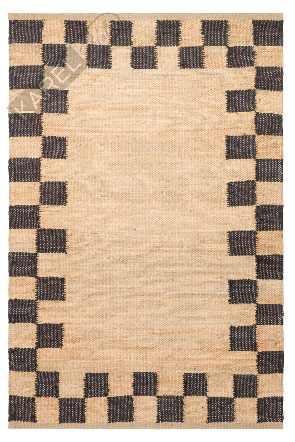 ECHO ECH 13 NATURAL BLACK XW Jüt ile Üretilen El Dokuma Sisal Kilim