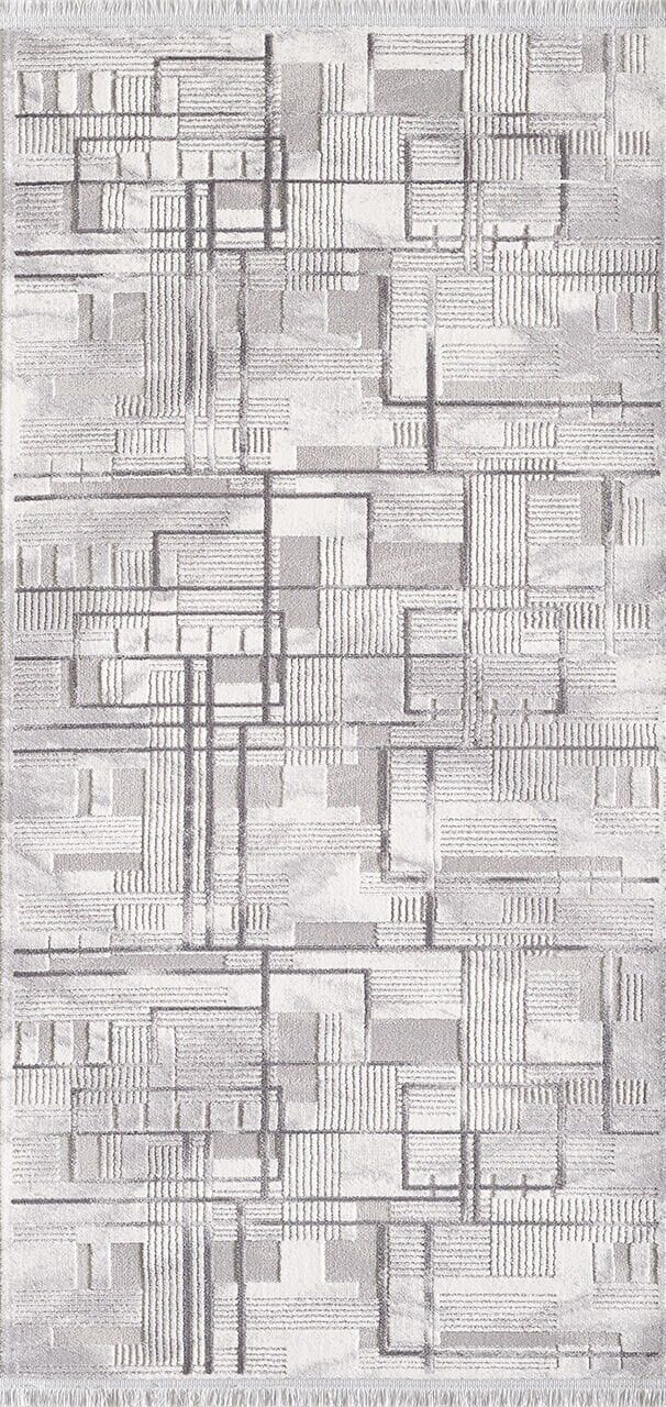 Artemis Halı Samoa - 02378C - Gri Çizgili Akrilik Saçaklı Halı
