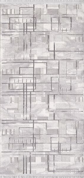 Artemis Halı Samoa - 02378C - Gri Çizgili Akrilik Saçaklı Halı