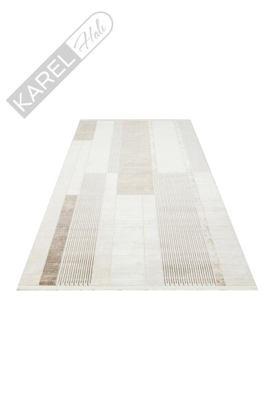 LAGOS XW LGS 18 CREAM BEIGE XW Hav Toz Vermez Eskitme Desenli Modern Makine Halısı