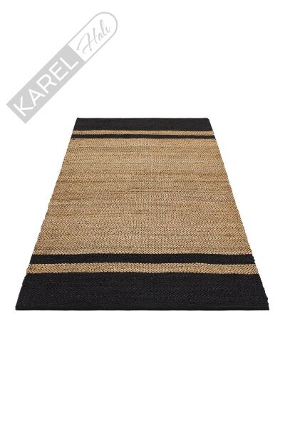 ECHO ECH 07 NATURAL BLACK  El Dokuma Naturel Jüt Hasır Halı