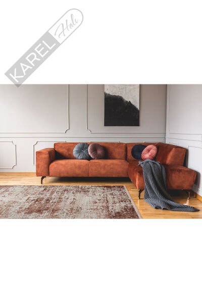 Parlak Yüksek Alçak Dokulu Modern Makine Halısı