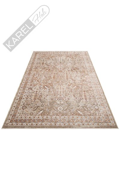 Sofia SOF01 Krem Gold Renkli El Dokuma Uşak Halı Desenlerine Sahip Makine Halısı