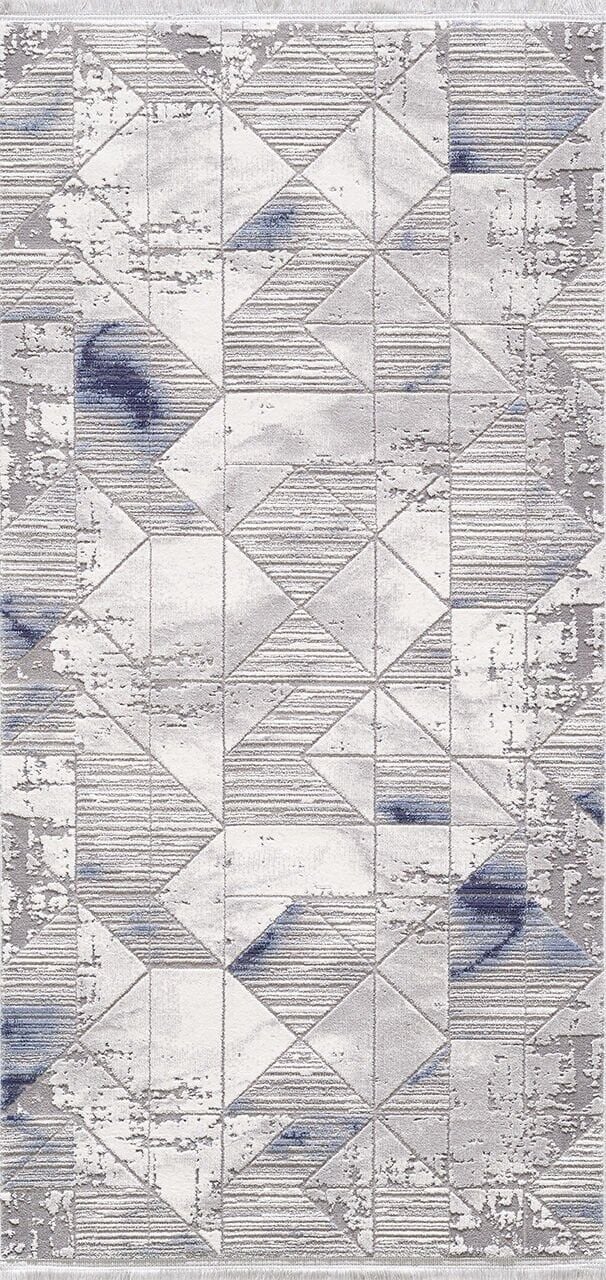 Artemis Halı Samoa - 02382A - Lacivert Gri Çizgili Akrilik Saçaklı Halı