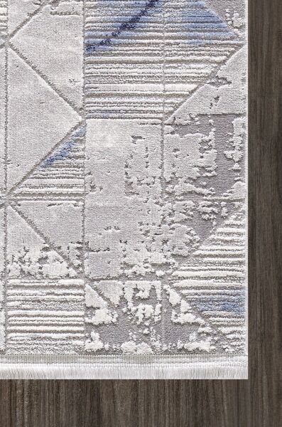 Artemis Halı Samoa - 02382A - Lacivert Gri Çizgili Akrilik Saçaklı Halı