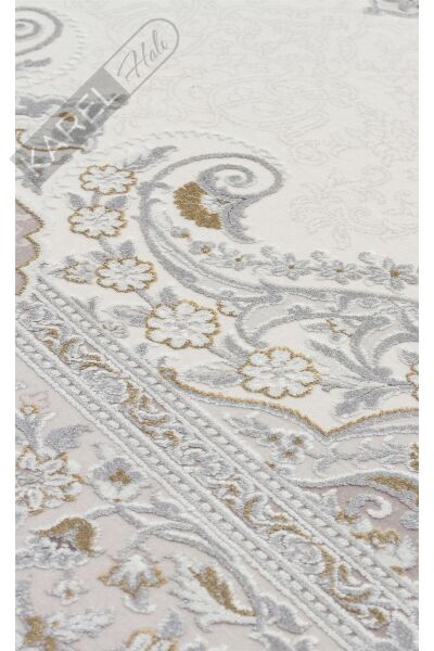 PALMIRA PLM 01 CREAM GREY Yüksek Kaliteli Sık Dokuma Modern Salon Halısı