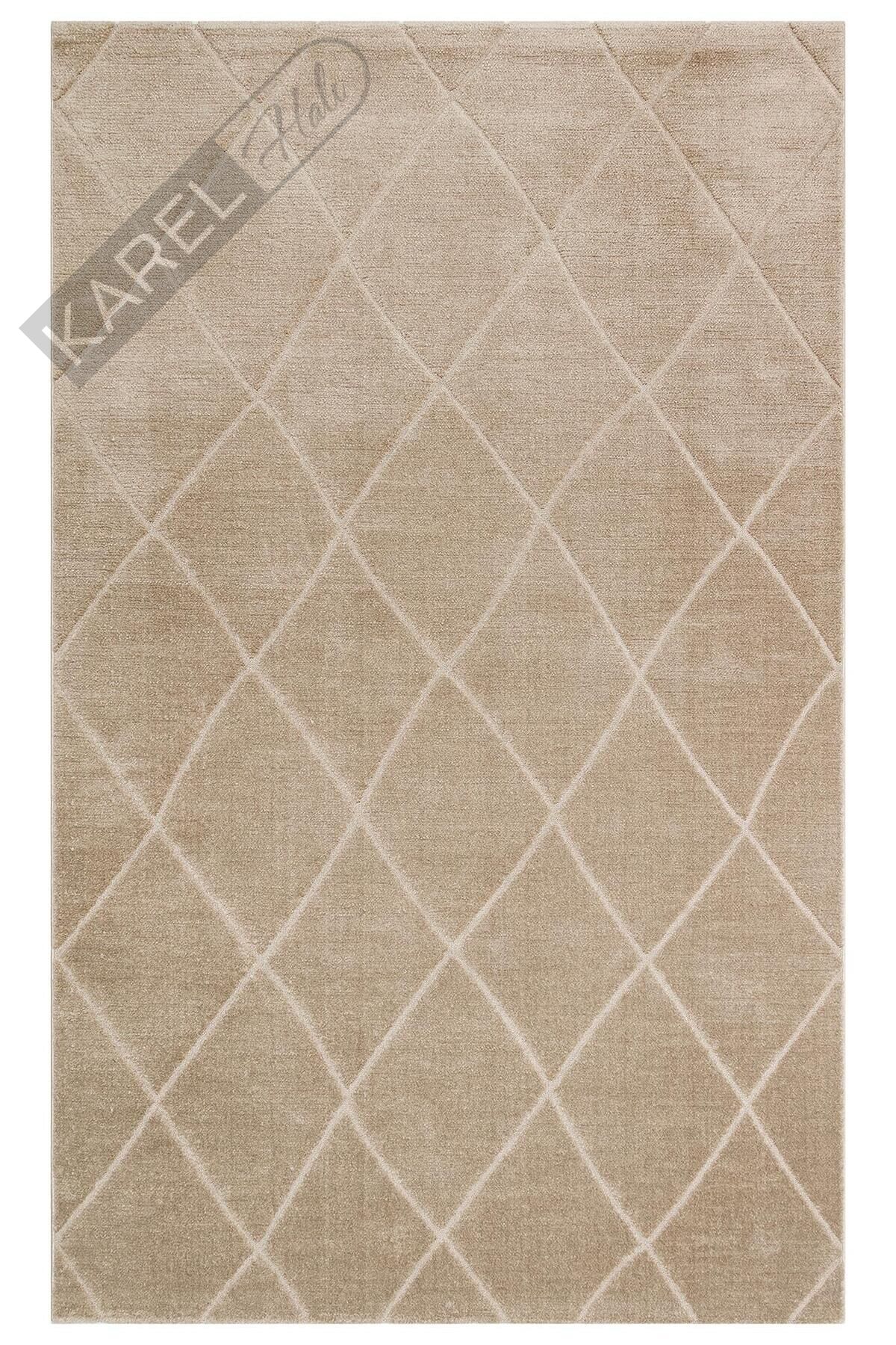 MISSORI MSR 03 BEIGE Hav Toz Vermez Sade Desenli Yumuşak Dokulu Modern Makine Halısı