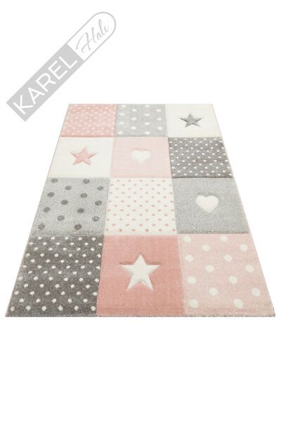 Eko Kids KDS05 Gri Pembe Renkli Temalı Hav ve Toz Vermeyen Çocuk Halısı