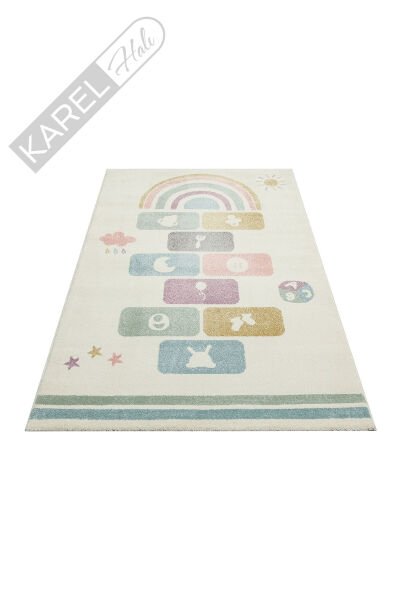 Eko Kids KDS25 Pastel Renkli Seksek Temalı Hav ve Toz Vermeyen Çocuk Halısı
