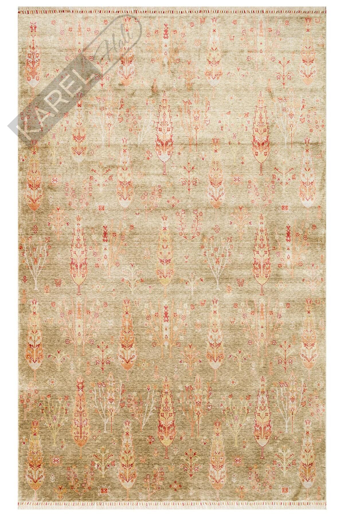 Zara Zr 08 Green Autumn Otantik Desenli El Emeği Ile Özel Tezgahlarda Üretilen Modern Uşak Halısı