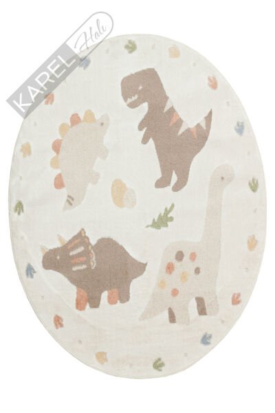 Bambino BMB07 Krem Multi Pastel Renkli Hayvan Temalı Hav ve Toz Vermeyen Çocuk Halısı