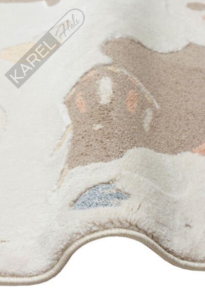 Bambino BMB07 Krem Multi Pastel Renkli Hayvan Temalı Hav ve Toz Vermeyen Çocuk Halısı