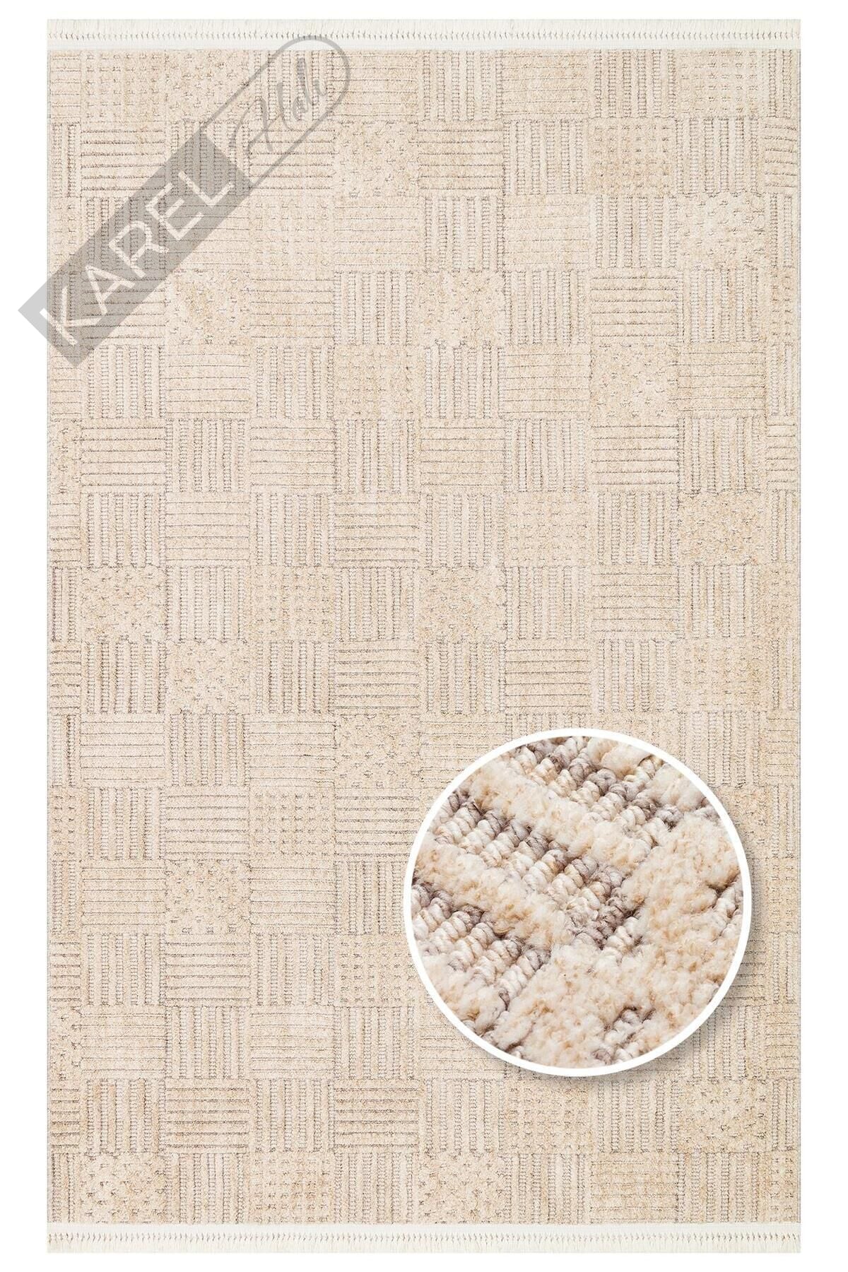 JOY JOY 05 BEIGE GOLD  Hav Toz Vermeyen Yumuşak dokulu Modern Makine Halısı