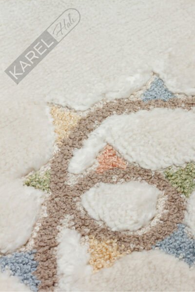 Bambino Bmb05 Cream Multy Yumuşacık Dokulu Pastel Renklere Sahip Çocuk Halısı